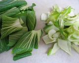 簡単10分♪青梗菜とカニカマのかきたま汁作り方1写真
