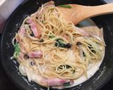 クリームチーズでクリームパスタ作り方6写真