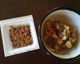 水分なくなった雑炊と納豆ご飯作り方1写真
