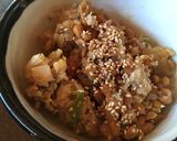 水分なくなった雑炊と納豆ご飯作り方2写真