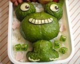 野沢菜でカエルさん弁当(キャラ弁)作り方1写真