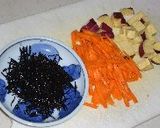 秋の味覚♪さつま芋＆ひじきの炊き込みご飯作り方1写真