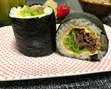 おにぎりの海苔で簡単★恵方巻き★焼肉巻き作り方6写真