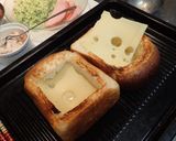 超厚切り食パンのくり抜きオープンサンド作り方6写真
