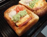 超厚切り食パンのくり抜きオープンサンド作り方7写真