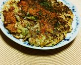 キムチ鍋の残りで餅入りお好み焼き作り方9写真