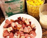 HB牛乳なしベーコンとコーンの総菜パン♪作り方1写真