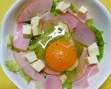 コーンと☆レタス ハムの巣ごもり卵♡作り方2写真