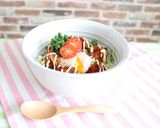 冷凍食品活用で簡単★温たまから揚げ丼作り方3写真