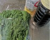 柔らか春菊を、合わせ酢としょうゆで味付け作り方1写真