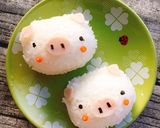 【キャラ弁】豚さんおにぎり弁当作り方6写真