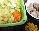 節約★【豚小間ボールと白菜のクリーム煮】作り方1写真