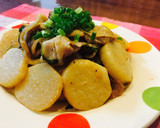 豚こまと山芋・豆苗の麺つゆマヨ炒め作り方3写真