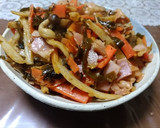 3種キノコ、蓮根、人参のソース炒め作り方11写真