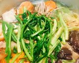 食育☆郷土料理 東北☆鶏肉で芹セリ鍋作り方4写真