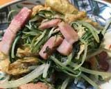 簡単！カニカマと水菜と薄あげでゴマ油炒め作り方4写真