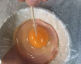 電子レンジで半熟タマゴのハムエッグ作り方3写真