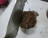小芋（赤いも）と蓮根の海老だし鍋　醤油味作り方3写真
