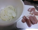 豚テキ肉で他人丼作り方1写真