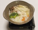 【ひとり鍋】野菜たっぷり！豆乳鶏鍋作り方7写真