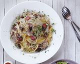 味付け要らず☆鯖缶と柴漬けのパスタ！作り方5写真