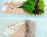 豚ロース肉で簡単　梅しそミルフィーユ巻き作り方2写真