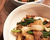 豚肉、ニンニクの芽、新玉ねぎの辛味噌炒め作り方5写真