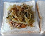 野菜炒めと卵の栄養満点サンドイッチ作り方3写真