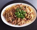 簡単！男飯！しめじの和風豚生姜焼きパスタ作り方6写真