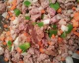 残り野菜で挽き肉の甘辛丼作り方3写真