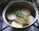 家庭の味；大根とこんにゃくと人参の煮物作り方5写真