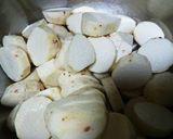 海老芋と深ねぎの豆乳グラタン作り方1写真