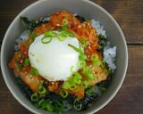 ☆簡単☆とろ～り温玉のせキムチ丼作り方3写真