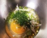 お弁当に☆エビノリ玉子焼き作り方1写真