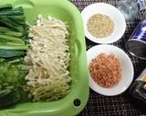 さっぱり【小松菜と干しエビのごまポン酢】作り方1写真