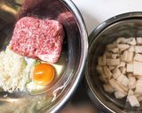 蓮根ゴロゴロ照焼きハンバーグ作り方1写真