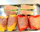 彩鮮やか!ピーマンとパプリカの肉詰め作り方3写真