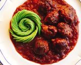 牛こまボールの赤ワイントマト煮込み作り方10写真
