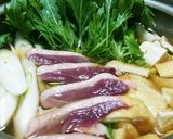 簡単時短!水菜シャキッと鴨肉のはりはり鍋作り方4写真
