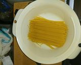 トマトジュースで明太子スパゲティ作り方1写真