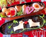 2月23日 ラブラブわんわん 海苔弁当作り方1写真
