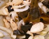 新たまねぎとわかめとササミ。作り方7写真