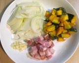 カボチャとベーコンのクリームパスタ作り方1写真