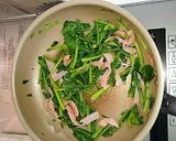 からしなとハムのオイスターカレー炒め作り方2写真