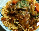 鶏のトマト煮込みの焼きそパスタ作り方4写真