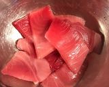 炙り中トロのにんにく山葵葱胡麻よごし作り方1写真