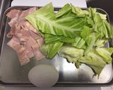 キャベツベーコン卵炒め！作り方1写真