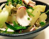 タコと青菜のにんにく炒め!作り方3写真