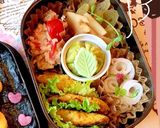 玄米くまちゃん海苔弁当 と春おかず作り方5写真