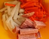 スパム入り味噌汁★作り方1写真